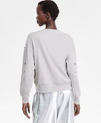 I.n.c. International Concepts Women's Studded French Terry Sweatshirt, Macy's Exclusive