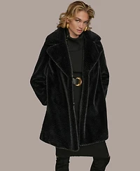 Donna Karan New York Women's Notched-Collar Faux-Fur Coat