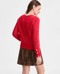 On 34th Women's V-Neck Jewel-Button-Cuff Sweater, Macy's Exclusive