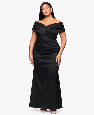 Betsy & Adam Plus Off-The-Shoulder Dress