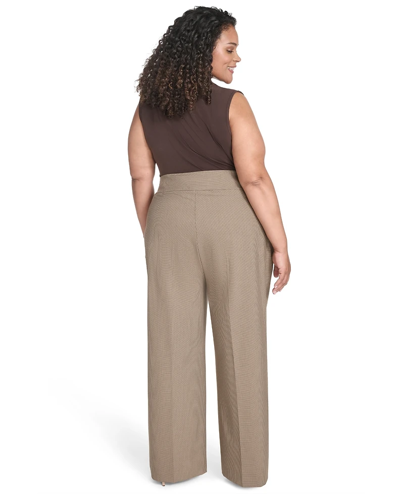 Calvin Klein Plus Check-Print Wide-Leg Pants