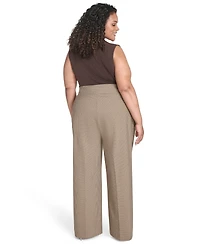 Calvin Klein Plus Check-Print Wide-Leg Pants