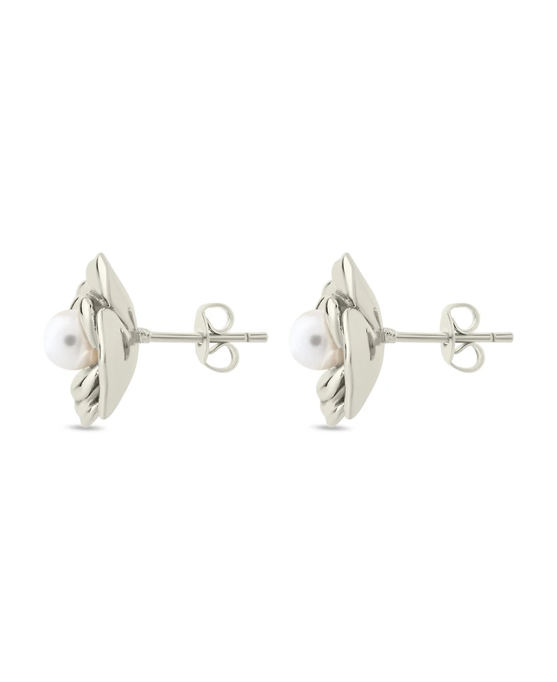 Sterling Forever Rosa Cultivated Pearl Flower Stud Earrings
