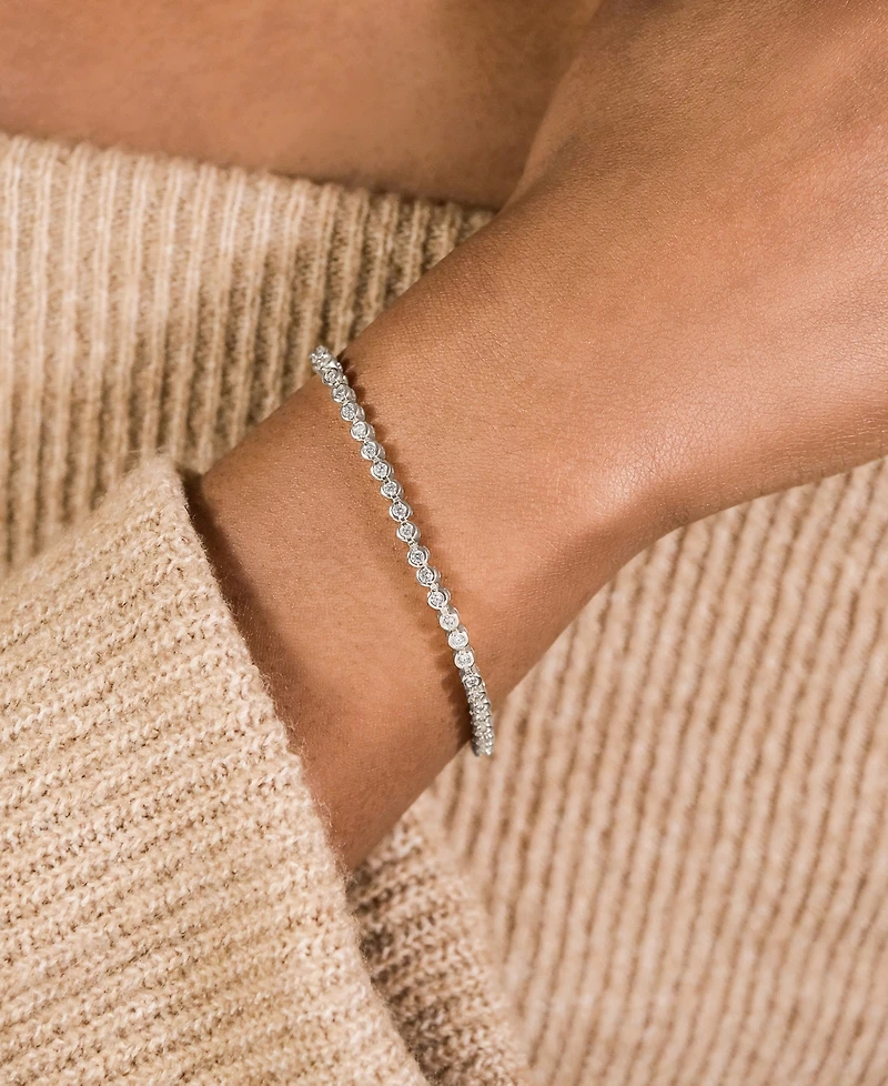 Sterling Forever Bezel Cubic Zirconia Tennis Bracelet