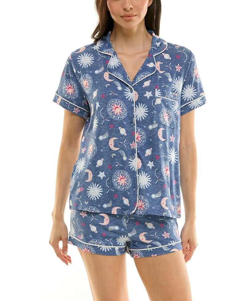 Derek Heart Women's Printed Top and Shorts Set