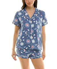 Derek Heart Women's Printed Top and Shorts Set