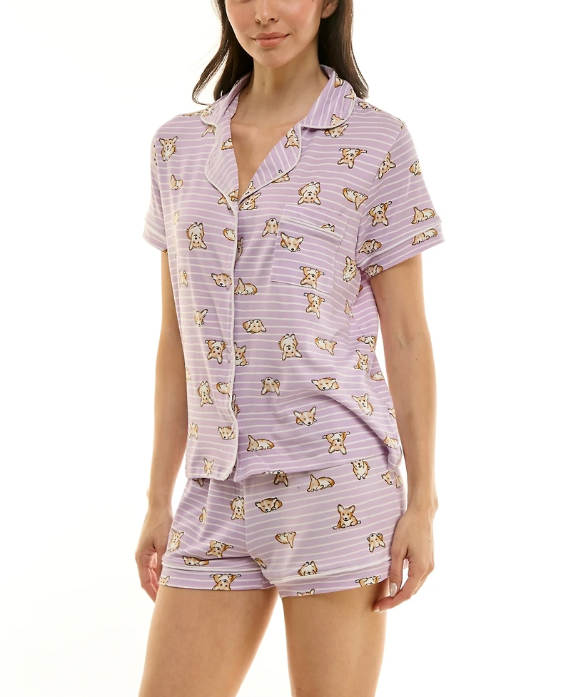 Derek Heart Women's Printed Top and Shorts Set