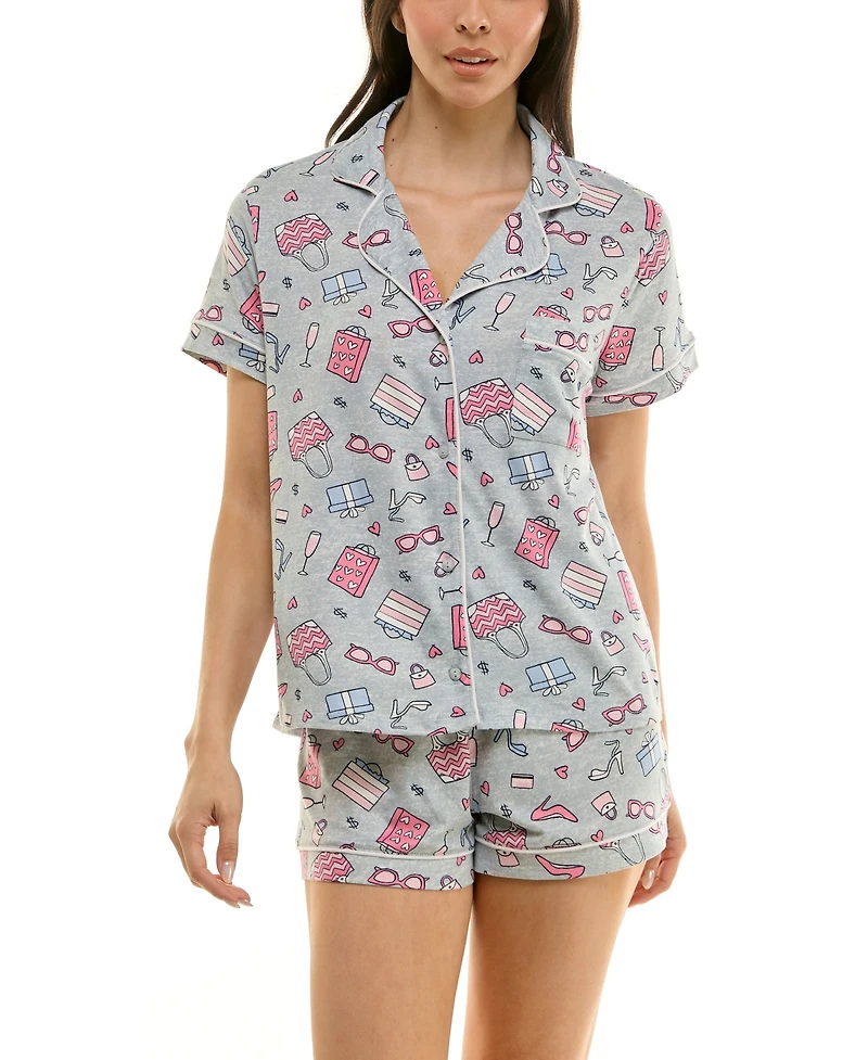 Derek Heart Women's Printed Top and Shorts Set