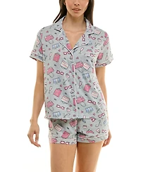 Derek Heart Women's Printed Top and Shorts Set