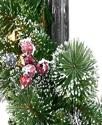Puleo 7' Pre-Lit Artificial Adorned Lamp Post with Branch Tips and Led Lights