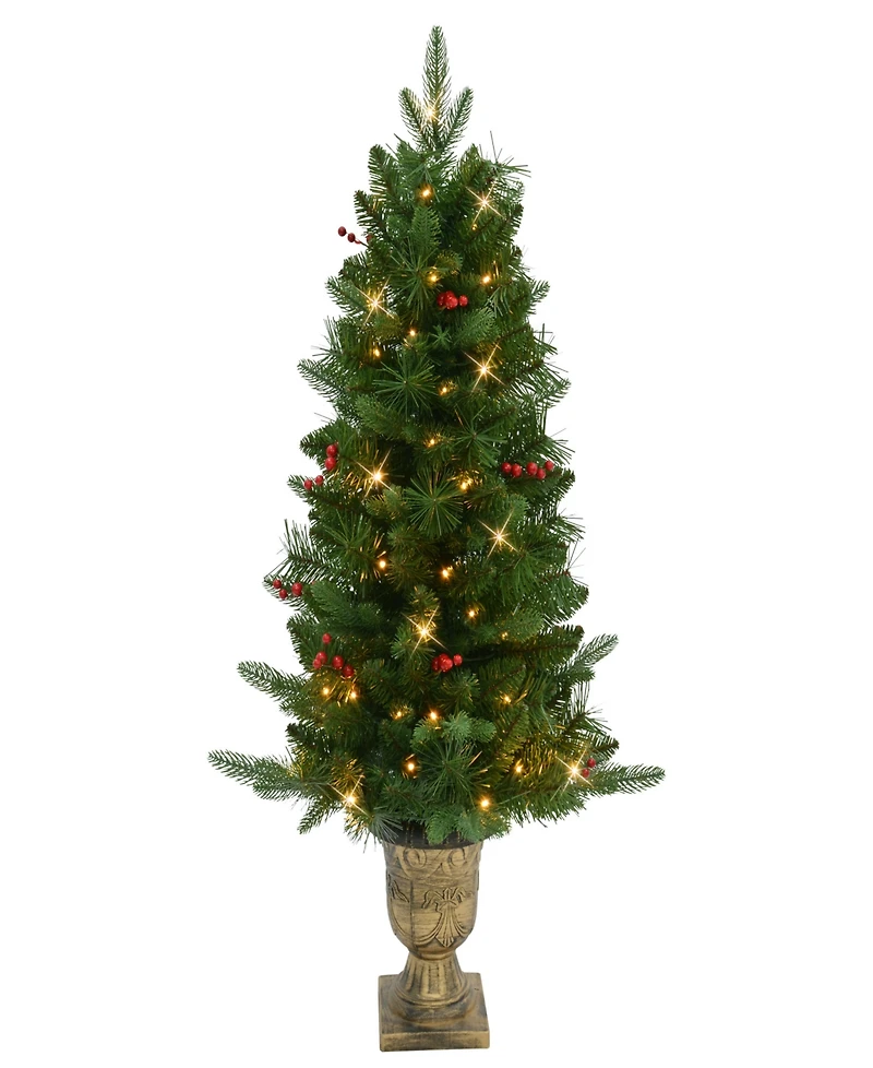 Puleo 3.5' Artificial Pre-Lit Potted Oregon Fir Tree
