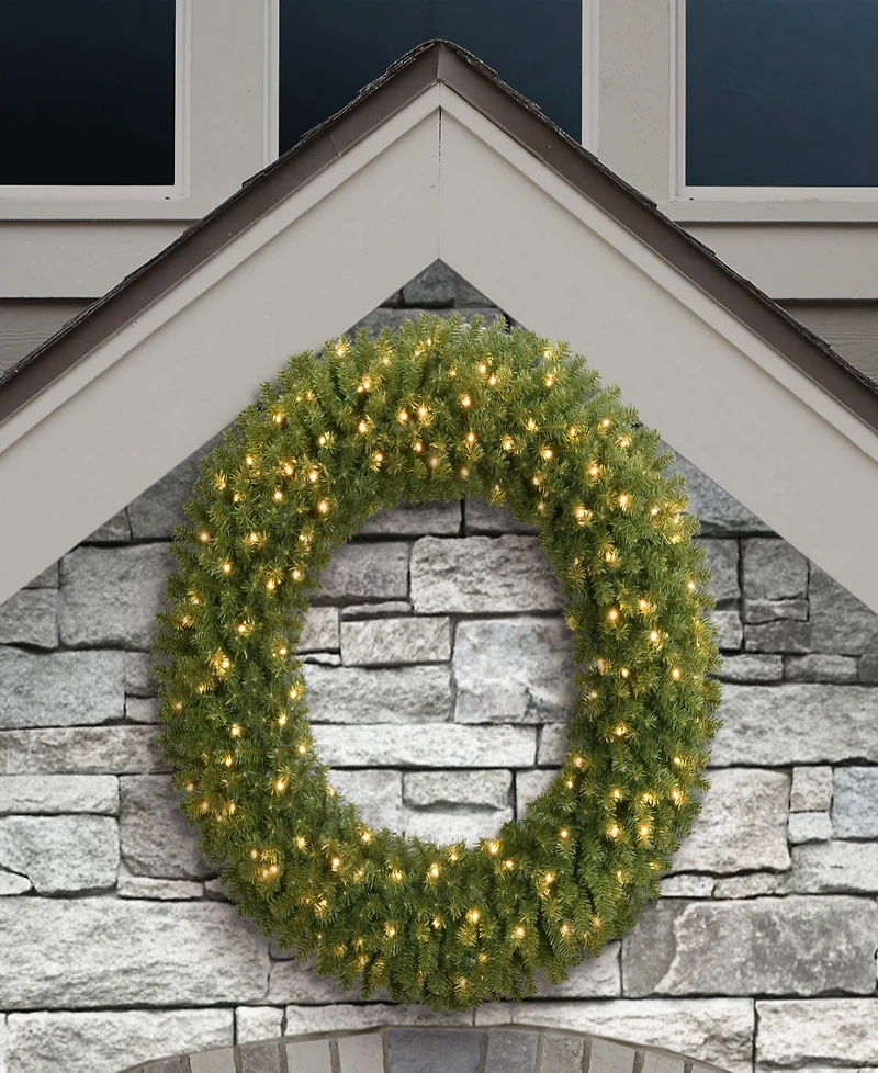 Puleo 48" Pre-Lit Artificial Utah Spruce Wreath with Warm White Led Lights