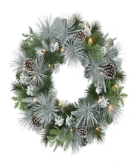 Puleo 24" Pre-Lit Artificial Flocked Wreath