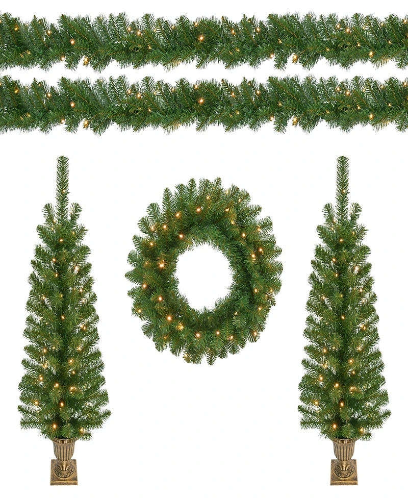 Puleo 5-Pc. Pre-Lit Artificial Christmas Decor Set