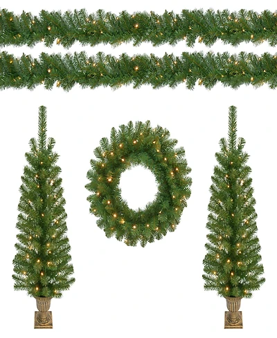 Puleo 5-Pc. Pre-Lit Artificial Christmas Decor Set