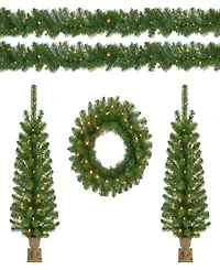Puleo 5-Pc. Pre-Lit Artificial Christmas Decor Set
