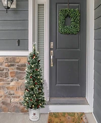Puleo 4.5' Pre-Lit Potted Pine Artificial Christmas Tree