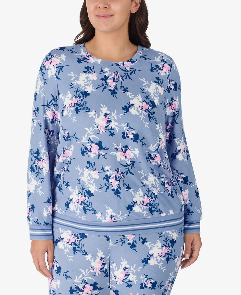 Ellen Tracy Plus 2-Piece Long Sleeve Top and Pants Pajama Set