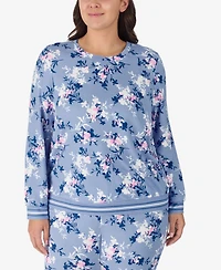 Ellen Tracy Plus 2-Piece Long Sleeve Top and Pants Pajama Set