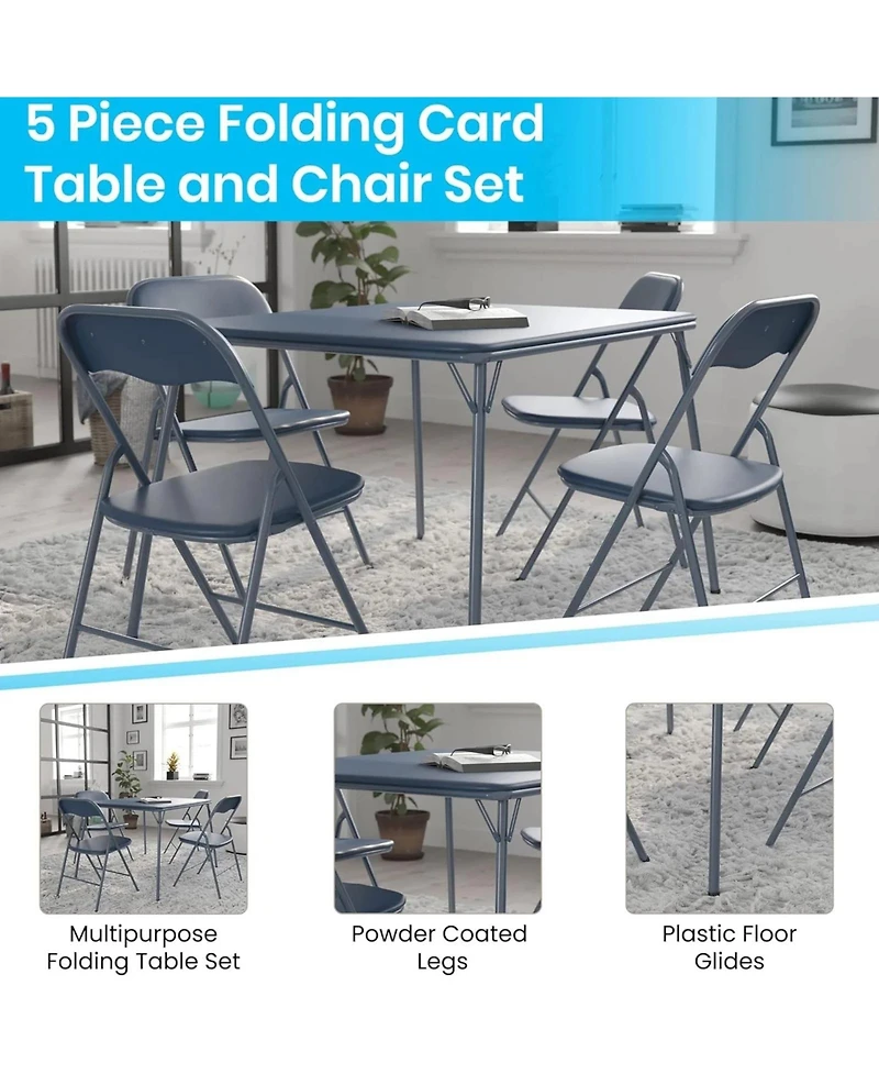 Sugift 5-Piece Folding Dining Set with Table and 4 Vinyl Padded Chairs