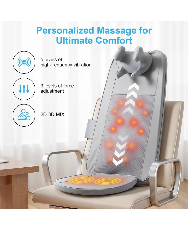 Skonyon Shiatsu Neck & Full Back Massager, Heated Seat Massager Chair Pad Cushion