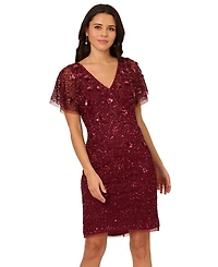 Adrianna Papell Women's Beaded Dolman Sleeve Sheath Dress