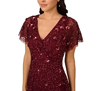 Adrianna Papell Women's Beaded Dolman Sleeve Sheath Dress