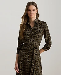 Lauren Ralph Women's Chain-Print Crepe Shirtdress