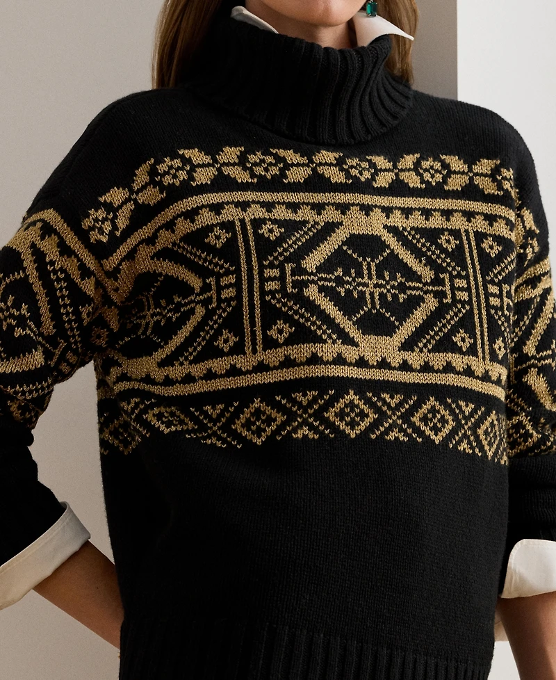 Lauren Ralph Women's Fair Isle Turtle Neck Sweater