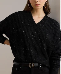 Lauren Ralph Lauren Women's Sequin Detail V-Neck Sweater