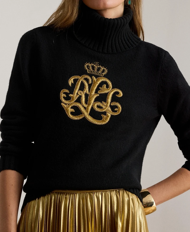 Lauren Ralph Women's Logo Detail Turtle Neck Sweater