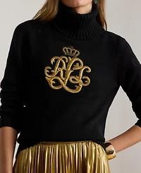Lauren Ralph Women's Logo Detail Turtle Neck Sweater