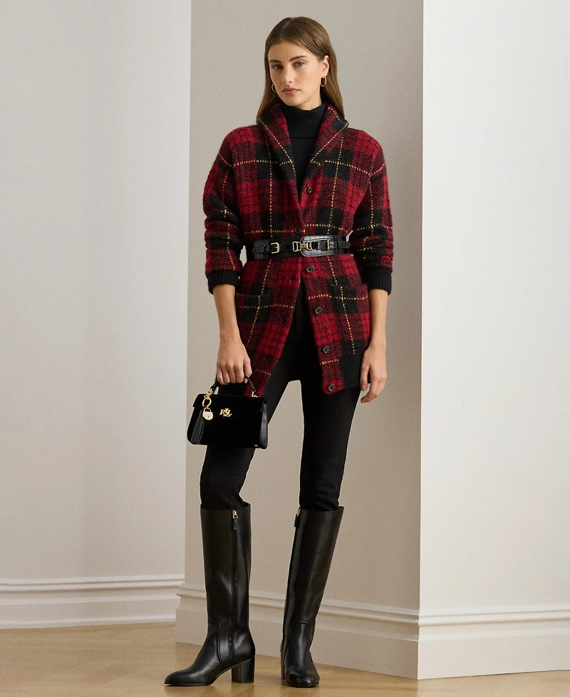 Lauren Ralph Women's Plaid Shawl-Collar Cardigan