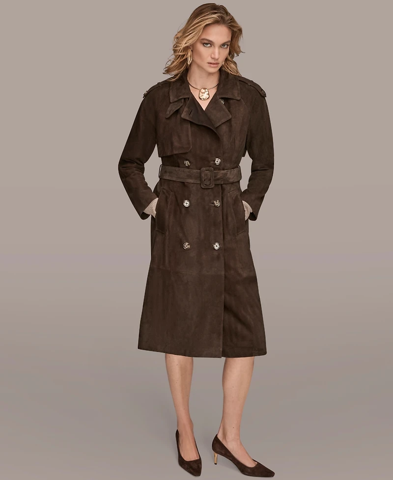 Donna Karan New York Women's Double Breasted Belted Trench Coat