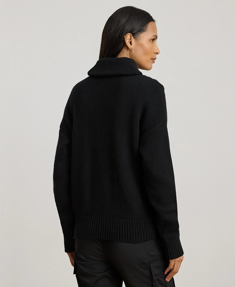 Lauren Ralph Women's Cable Shawl-Collar Quarter-Zip Sweater