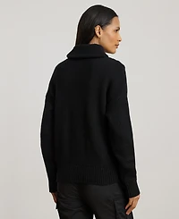 Lauren Ralph Women's Cable Shawl-Collar Quarter-Zip Sweater
