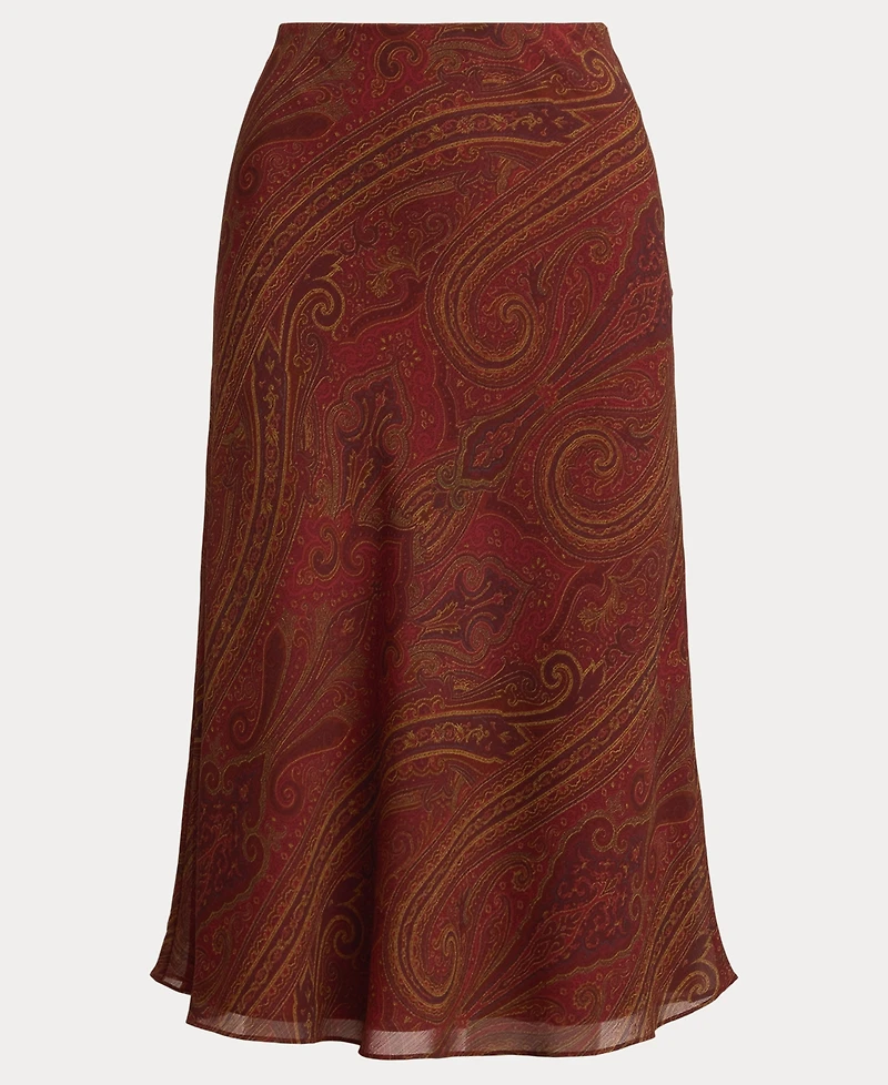 Lauren Ralph Women's Paisley Crinkle Midi Skirt