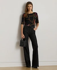 Lauren Ralph Lauren Women's Boat Neck Belting Print T-Shirt