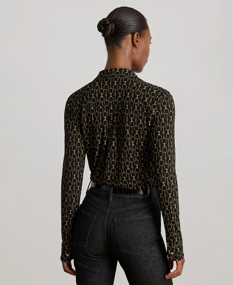 Lauren Ralph Lauren Women's Slim Fit Chain-Print Shirt