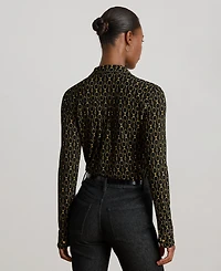 Lauren Ralph Lauren Women's Slim Fit Chain-Print Shirt