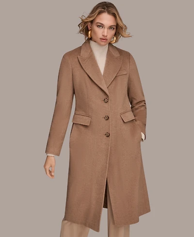 Donna Karan New York Women's Single-Breasted Stitch Trimmed Coat