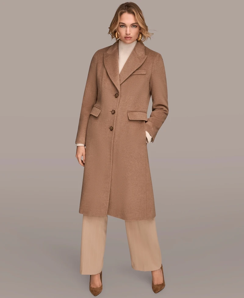 Donna Karan New York Women's Single-Breasted Stitch Trimmed Coat