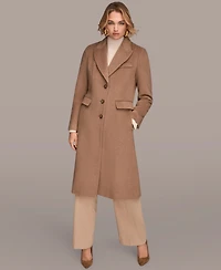 Donna Karan New York Women's Single-Breasted Stitch Trimmed Coat