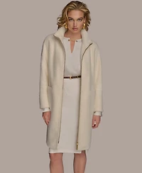 Donna Karan New York Women's Zip Front High Collared Coat