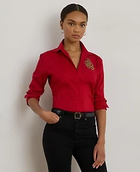 Lauren Ralph Women's Logo Detail Point Collar Shirt