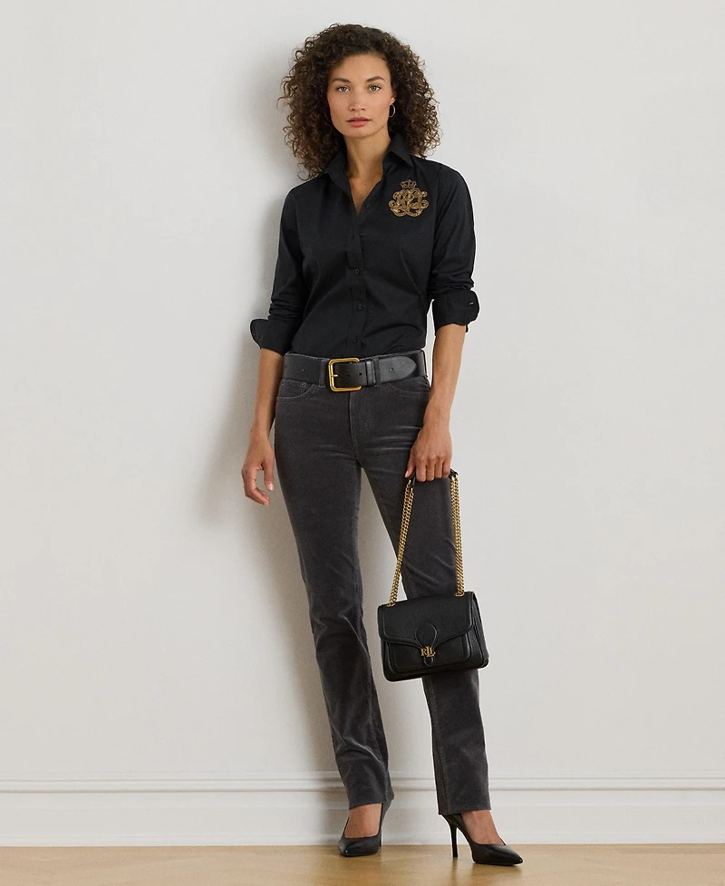 Lauren Ralph Women's Logo Detail Point Collar Shirt