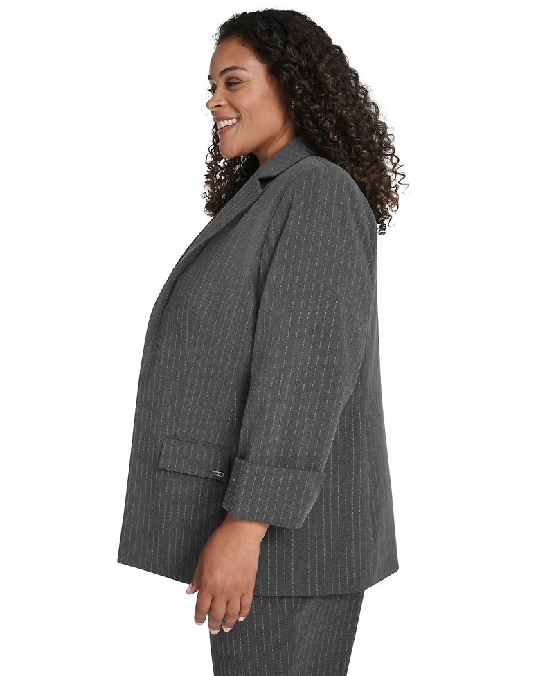 Calvin Klein Plus Pinstripe Long Sleeve Blazer