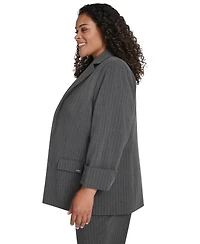 Calvin Klein Plus Pinstripe Long Sleeve Blazer