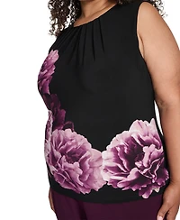 Calvin Klein Plus Printed Pleat Detail Sleeveless Top
