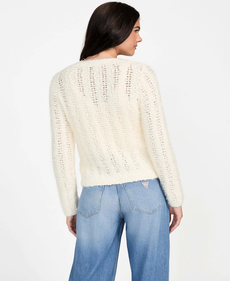 Guess Women's Bea Open Stitch Long Sleeve Cardigan Sweater